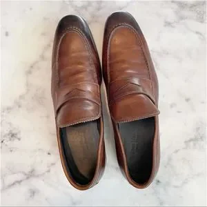 To Boot New York Cognac Burnished Rubbed Leather Penny Loafers TO BOOT NEW YORK Zenith Burnished Cognac Leather Penny  main image 3